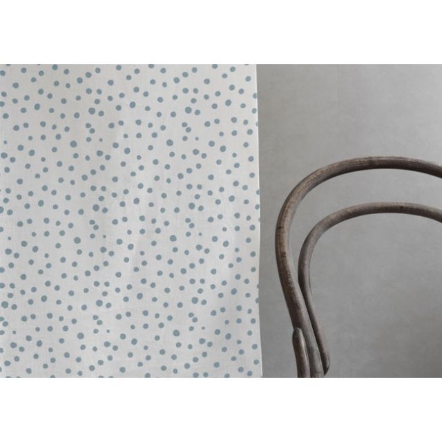 Dottie Shadow Blue-WHT - Dotted fabric with Blue spots, 100% Linen