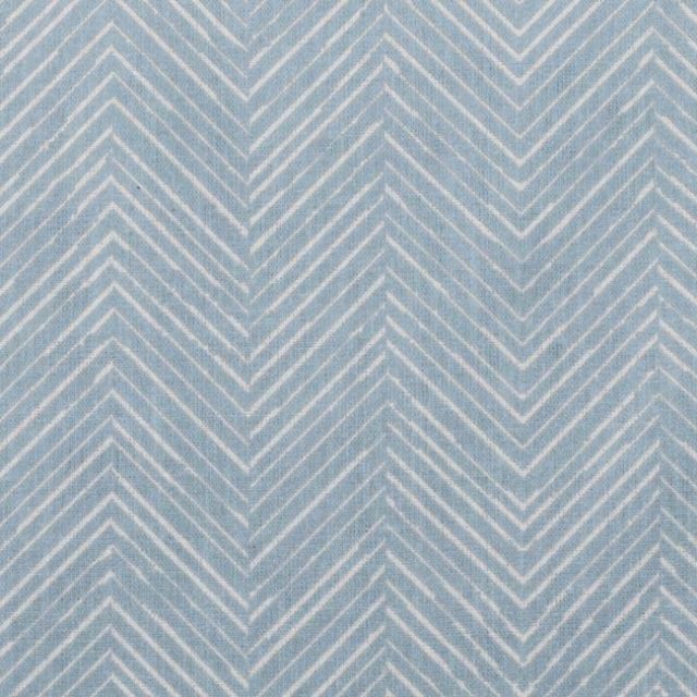 Lulu Shadow Blue - White fabric with Shadow Blue Print. Abstract Print, 100% Linen