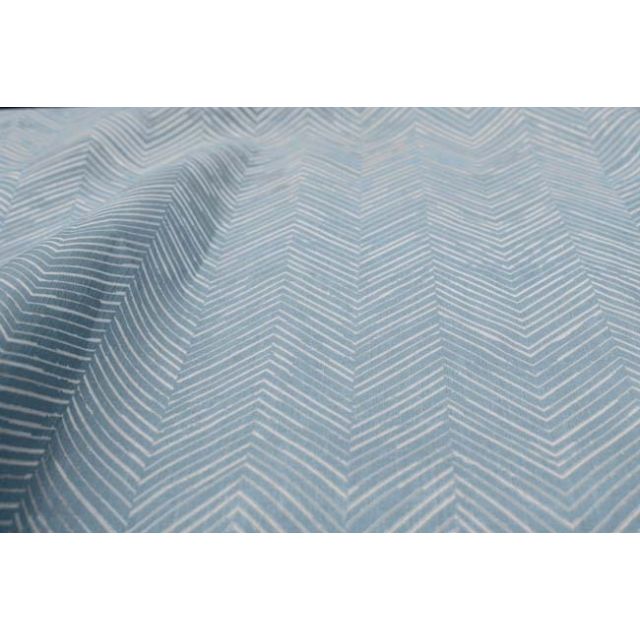 Lulu Shadow Blue - White fabric with Shadow Blue Print. Abstract Print, 100% Linen