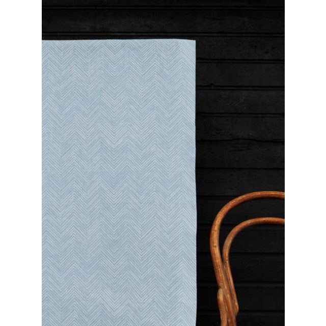 Lulu Shadow Blue - White fabric with Shadow Blue Print. Abstract Print, 100% Linen