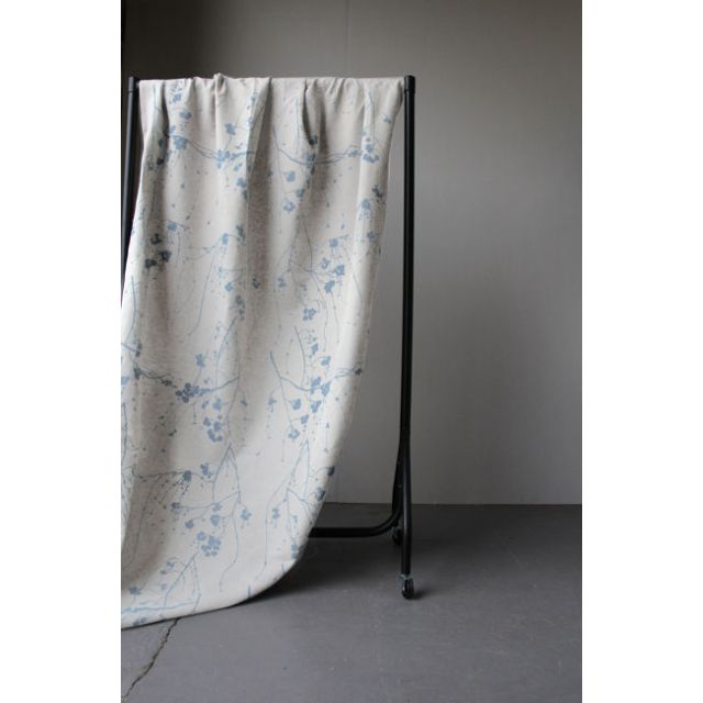 Berry Sky - Natural fabric with light blue print