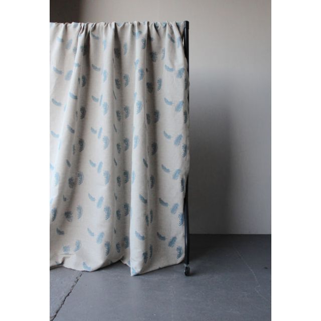 Feathers Sky - Curtain fabric with light blue print