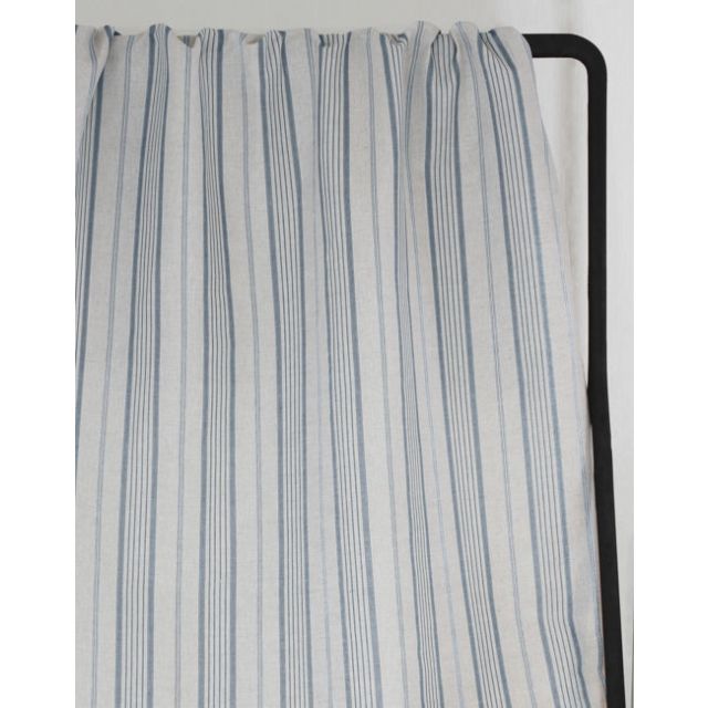 Freja Sky - Curtain fabric with Light Blue stripes