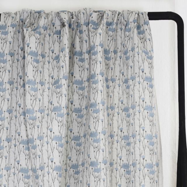 Margrete Sky - Curtain fabric with light blue print