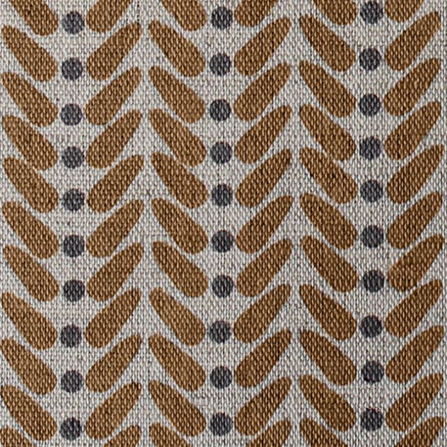 Hulda Tangerine - Fabric for curtains printed with Orange and Grey