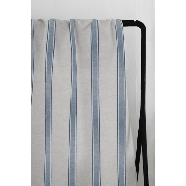 Bella True Blue - Curtain fabric with Blue stripes