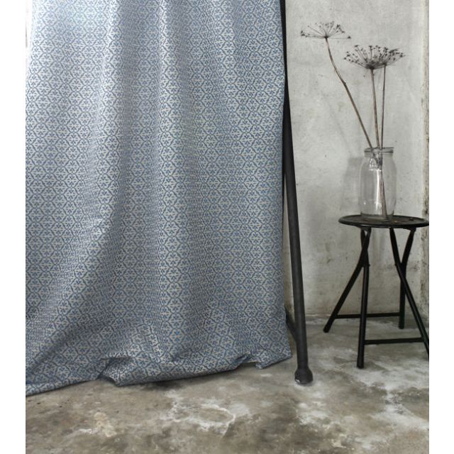Brita True Blue - Curtain fabric printed with Blue
