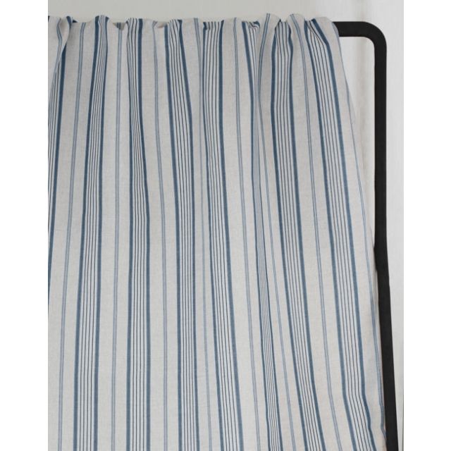 Freja True Blue - Curtain fabric with Blue stripes
