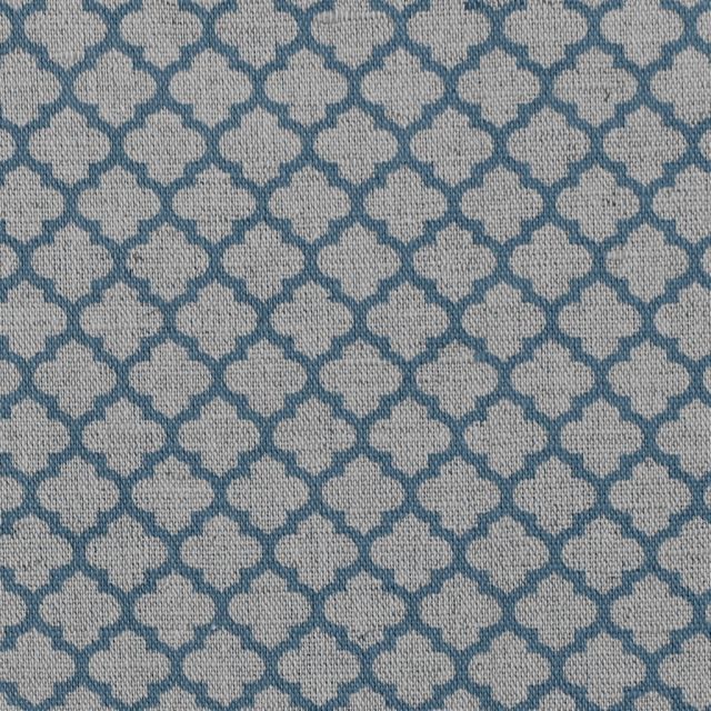 Jonna True Blue - Curtain fabric, blue moroccan clover pattern