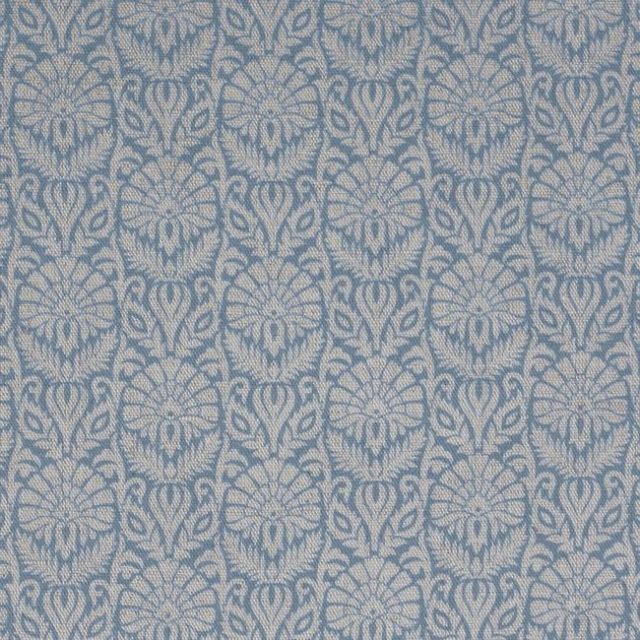 Krista True Blue - Curtain fabric with an abstract Blue floral pattern