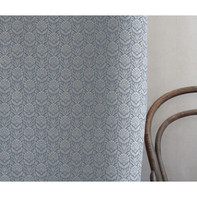 Krista True Blue - Curtain fabric with an abstract Blue floral pattern