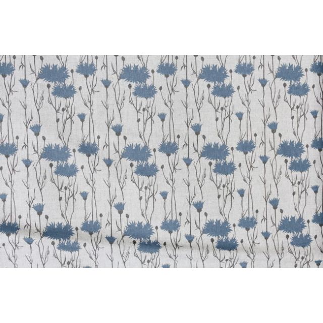 Margrete True Blue - Curtain fabric with blue print