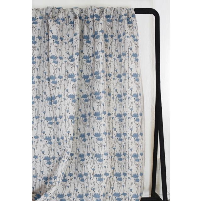 Margrete True Blue - Curtain fabric with blue print