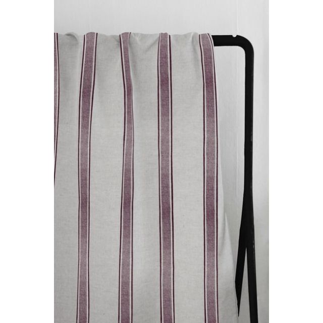 Bella Wine - Curtain fabric with Red stripes