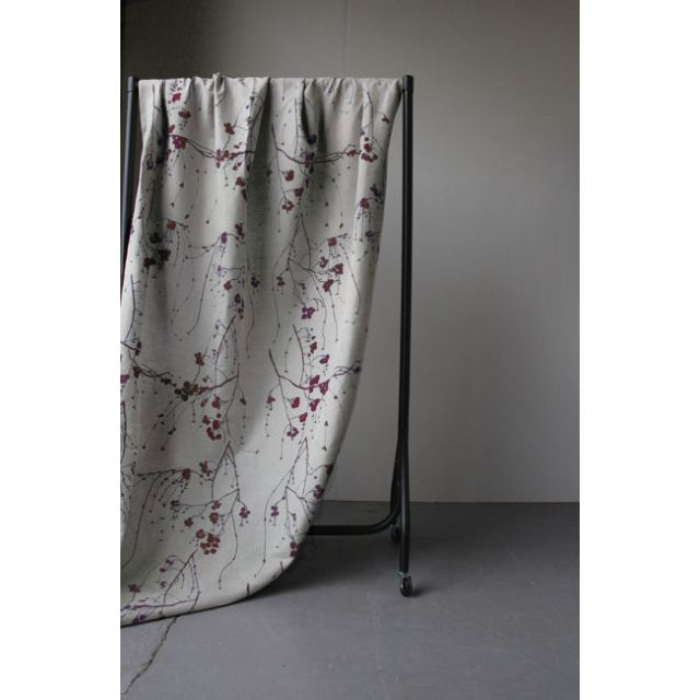 Berry Wine - Natural fabric with Wine Red print