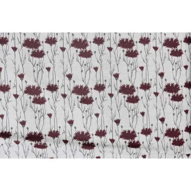 Margrete Wine - Curtain fabric with Red print