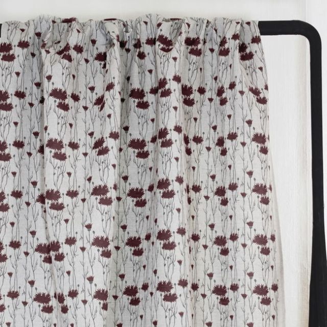 Margrete Wine - Curtain fabric with Red print