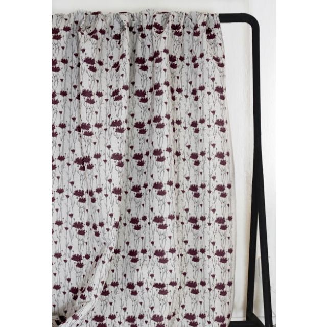 Margrete Wine - Curtain fabric with Red print